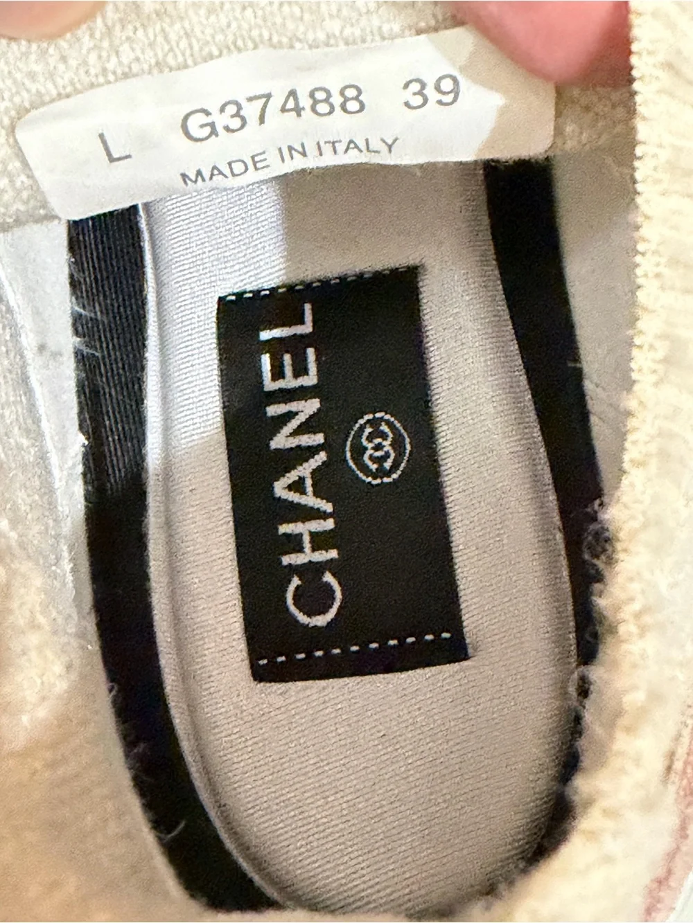 Chanel CC Size 39 Two Tone Knit Fabric and Suede Lace Up Sneakers